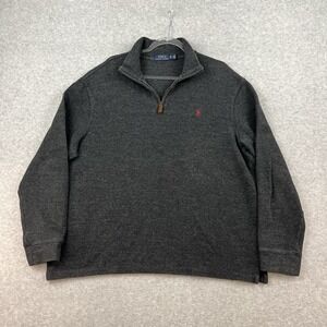Polo Ralph Lauren Sweater Men's Size XL Charcoal Gray Quarter Zip Long Sleeve